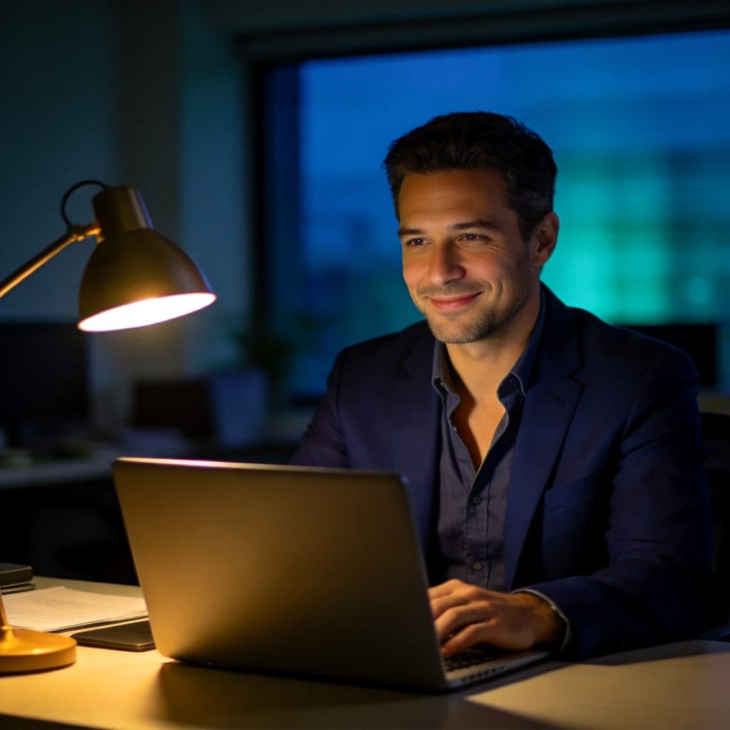 An experienced licensed professional completing an online course at a desk